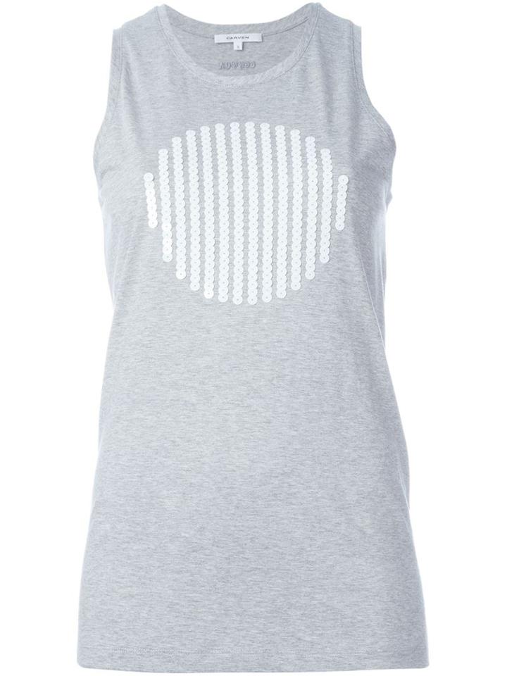Carven Embroidered Tank Top, Women's, Size: L, Grey, Cotton