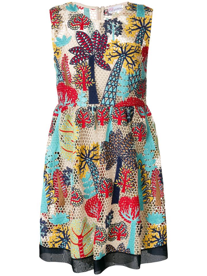 Red Valentino Open Weave Embroidered Dress - Multicolour