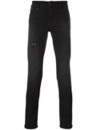 Philipp Plein Distressed Skinny Jeans, Men's, Size: 36, Black, Cotton/spandex/elastane/polyester