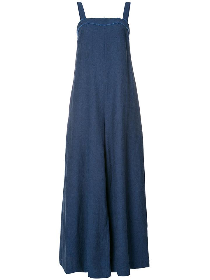 Martin Grant - Flared Maxi Dress - Women - Linen/flax - 36, Blue, Linen/flax