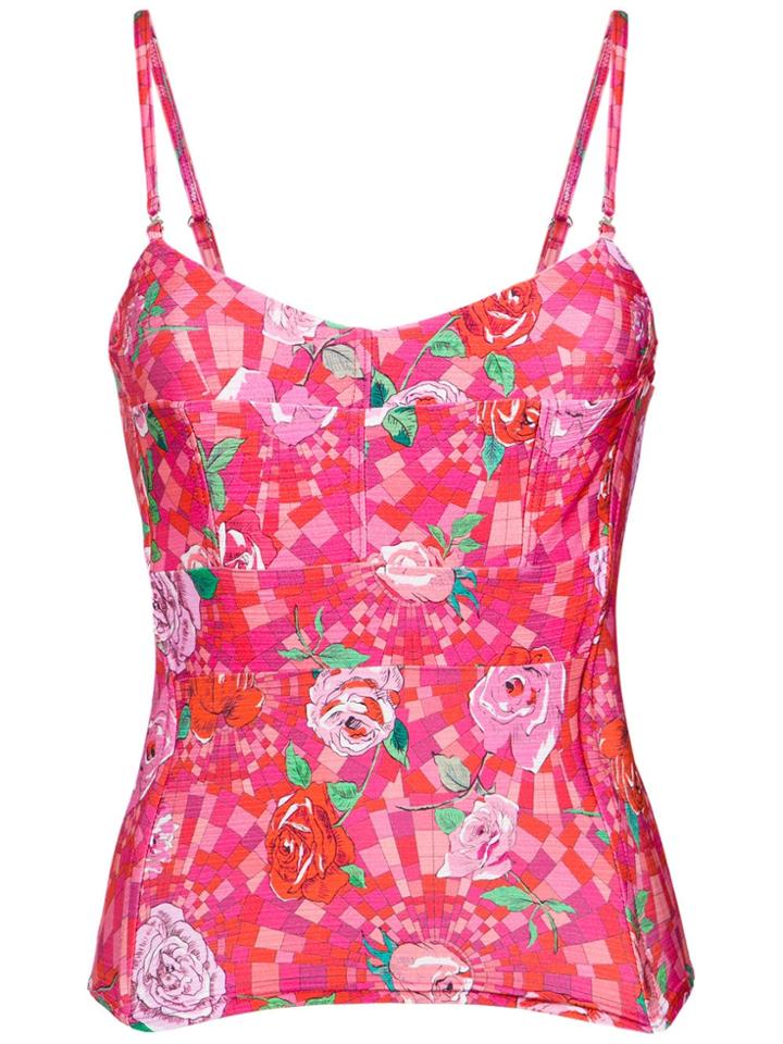 Amir Slama Floral Print Bikini Top - Pink