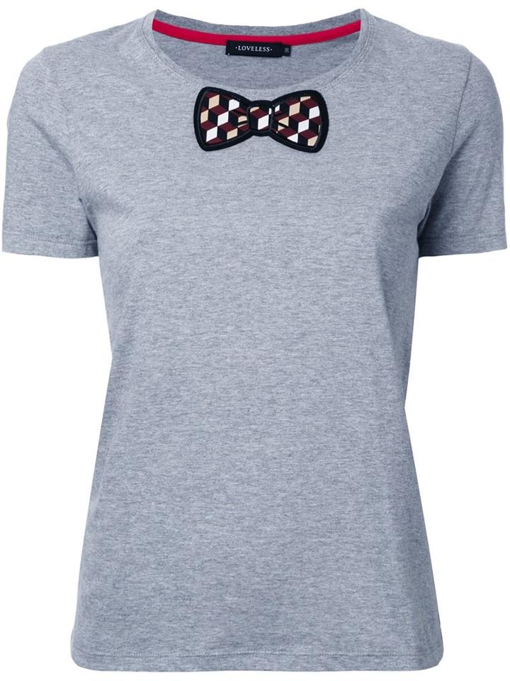 Loveless Bow Detail T-shirt, Women's, Size: 34, Grey, Cotton