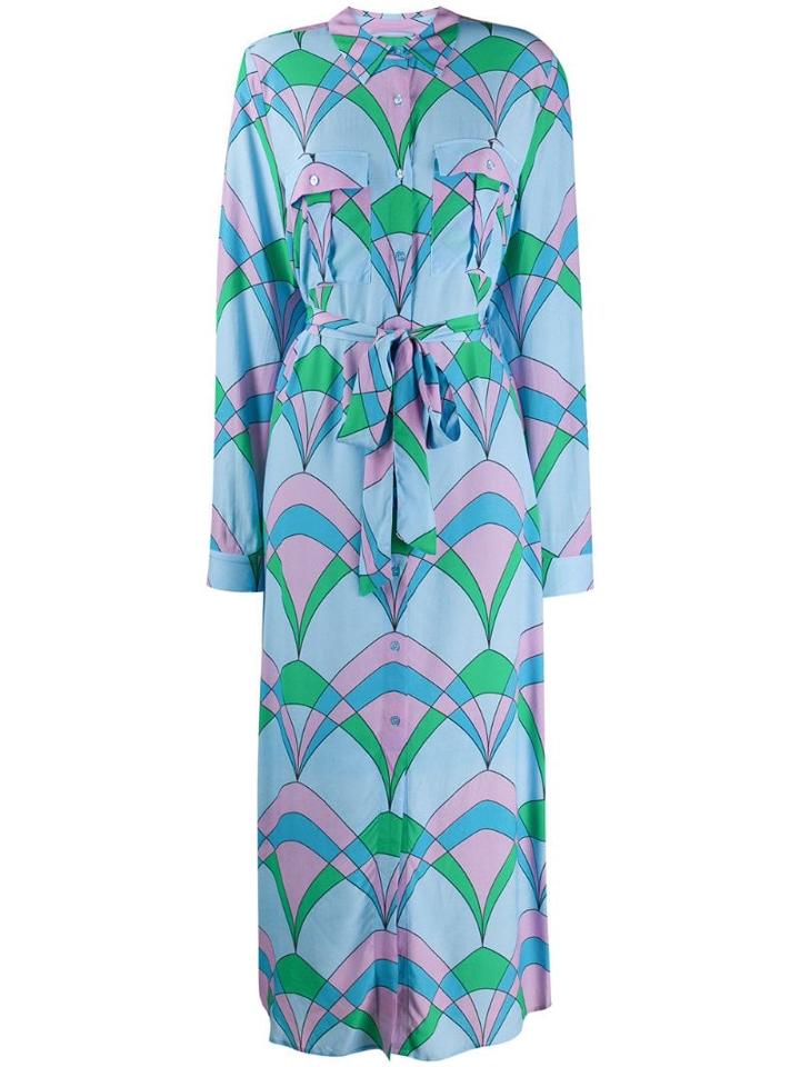 Essentiel Antwerp Troo Troo Printed Shirt Dress - Blue