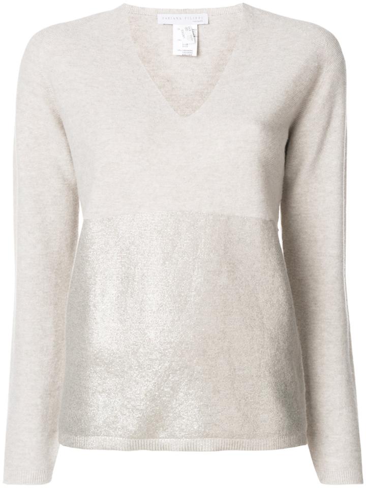 Fabiana Filippi V Neck Top - Nude & Neutrals