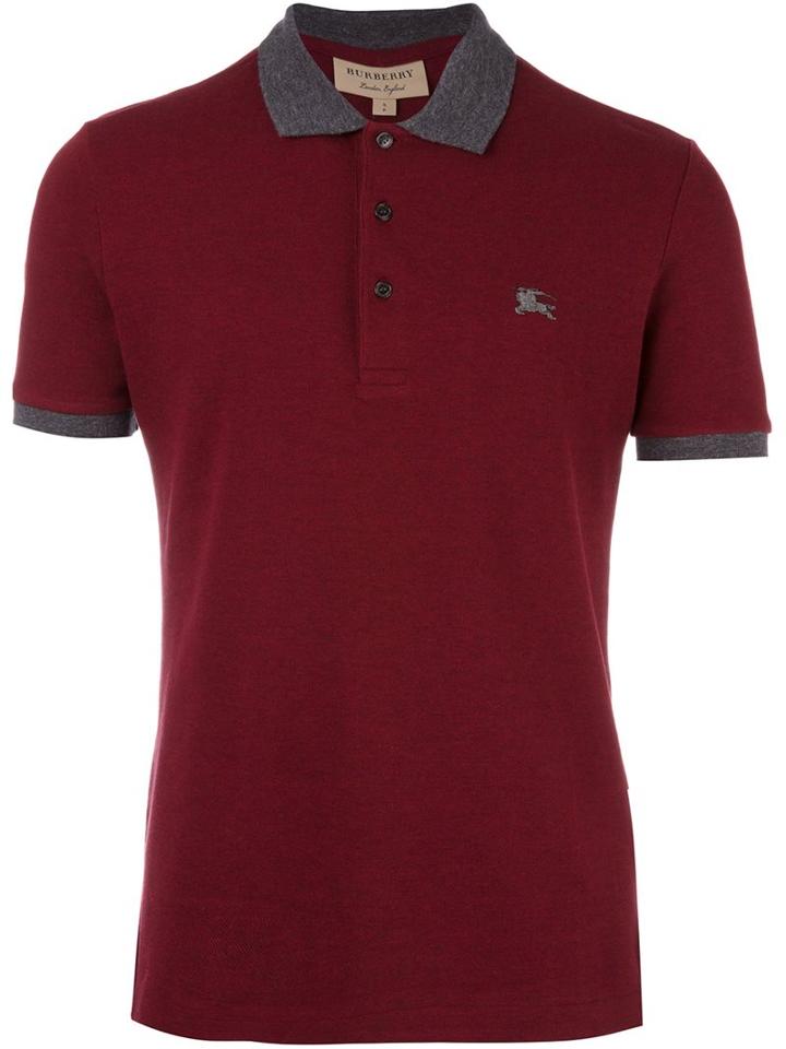 Burberry Logo Embroidered Polo Shirt, Men's, Size: Small, Red, Cotton