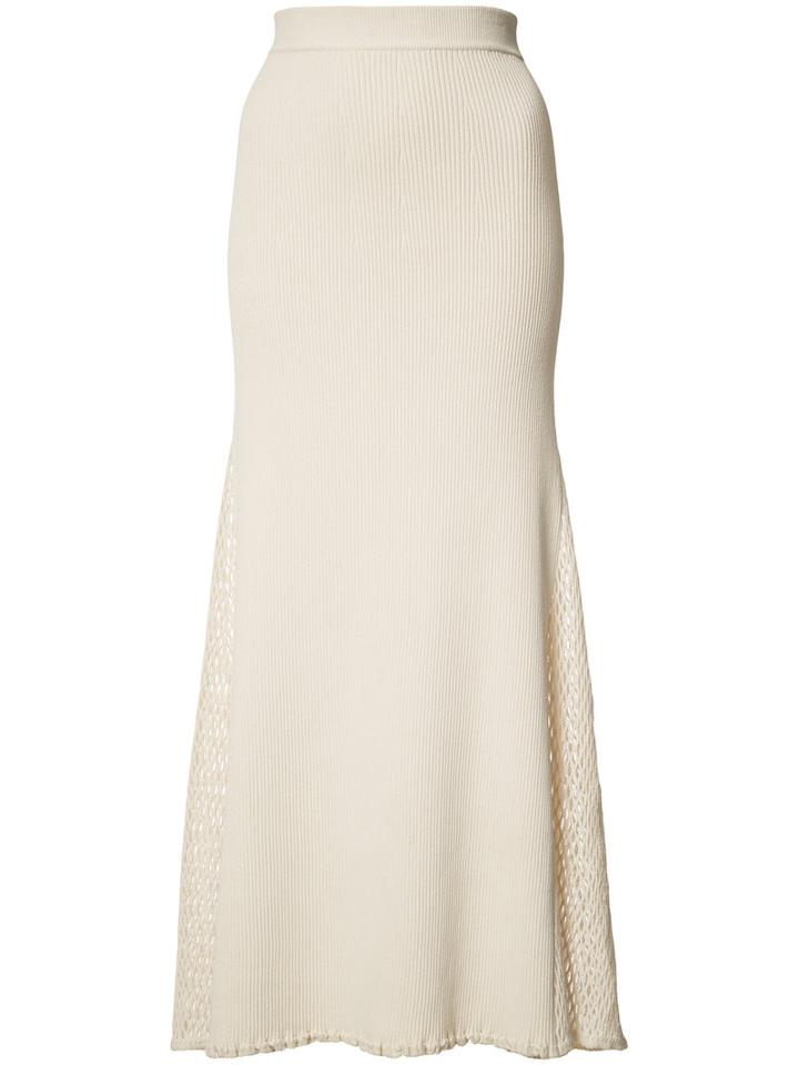 Derek Lam - Ribbed Maxi Skirt - Women - Polyester/viscose - Xs, Women's, White, Polyester/viscose