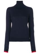 Barrie Contrast Colour Roll-neck Sweater - Blue
