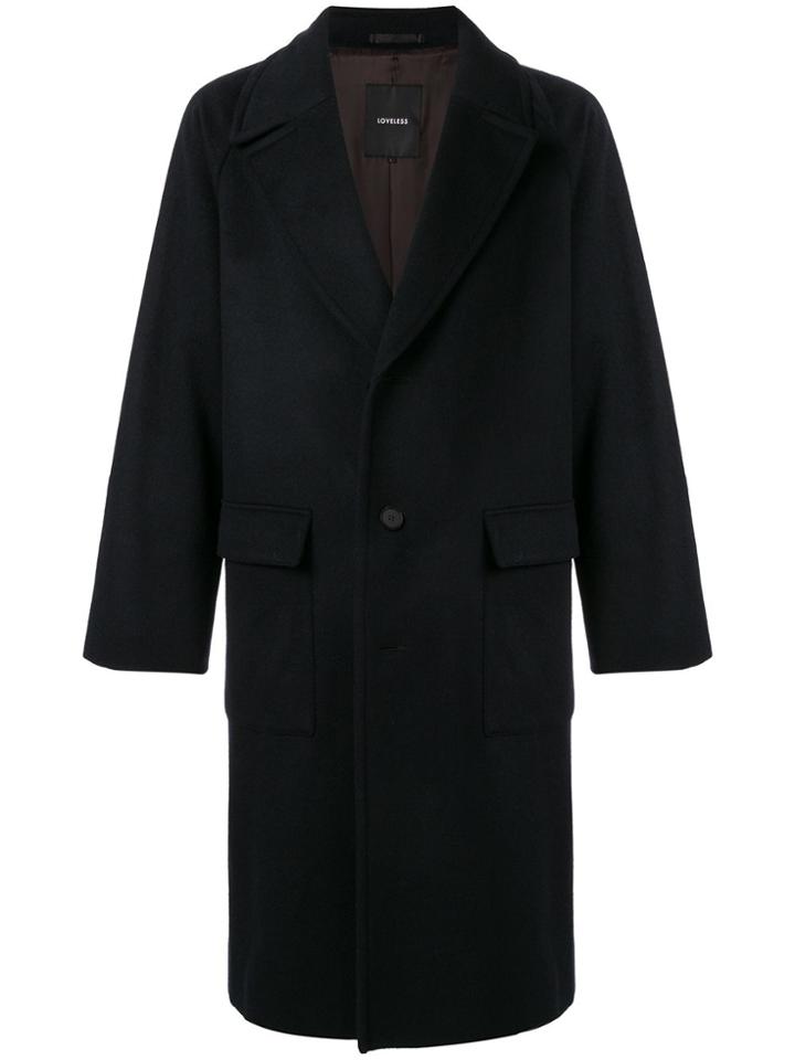 Loveless Single-breasted Wide Lapel Coat - Blue