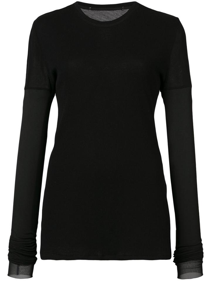 Proenza Schouler Pswl Gauze Long Sleeve Top - Black