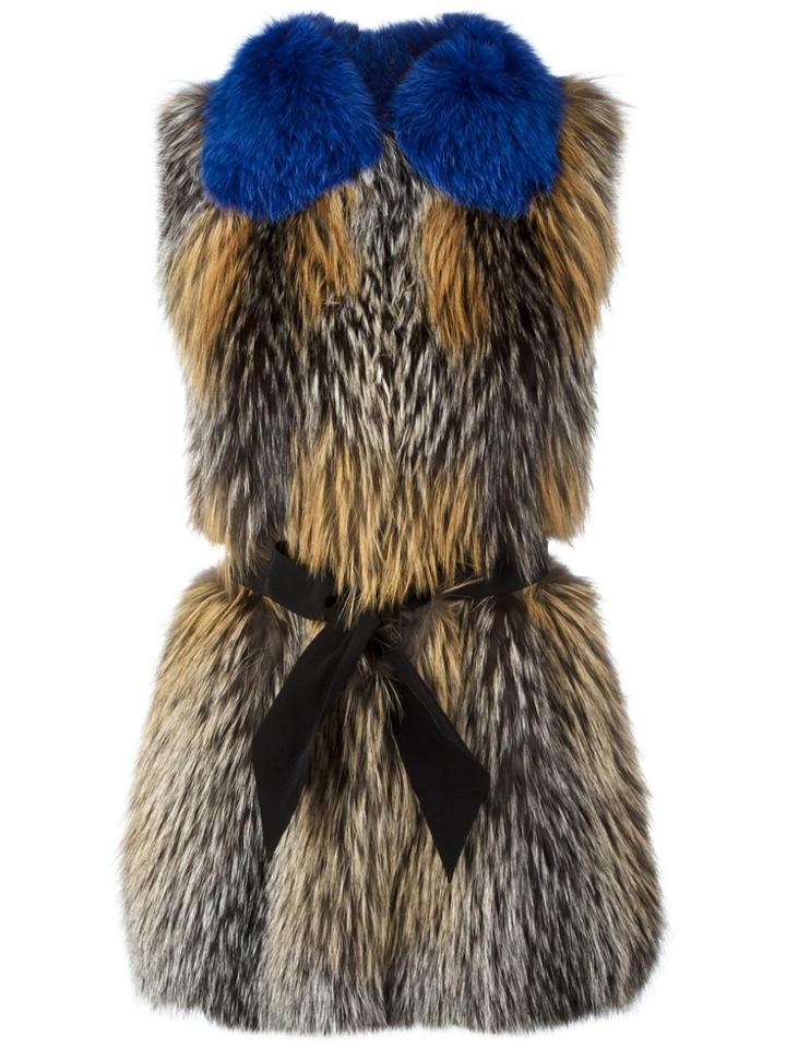Blancha Tie Waist Gilet - Brown
