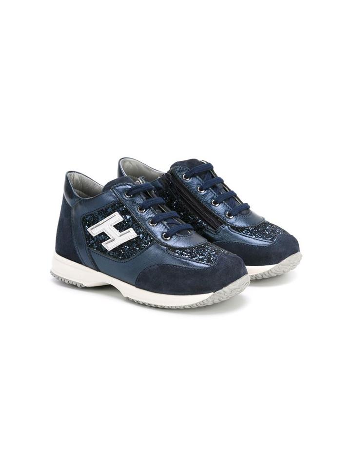 Hogan Kids Glitter Sneakers, Girl's, Size: 23, Blue