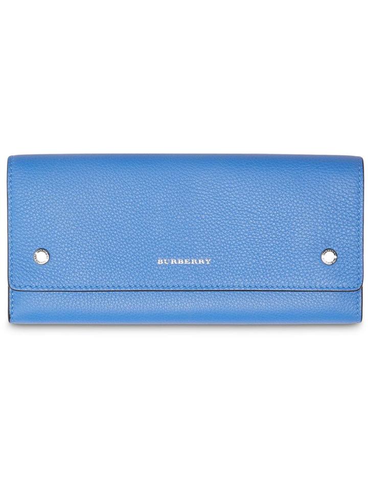 Burberry Leather Continental Wallet - Blue