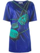 Moschino Trompe-l'ail Mini Bag Dress, Women's, Size: 36, Blue, Rayon/acetate/other Fibers