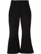 Victoria Victoria Beckham Flared Cropped Trousers, Women's, Size: 14, Black, Cotton/nylon/spandex/elastane/wool