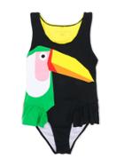 Stella Mccartney Kids Teen Tucano Print Swimsuit - Black