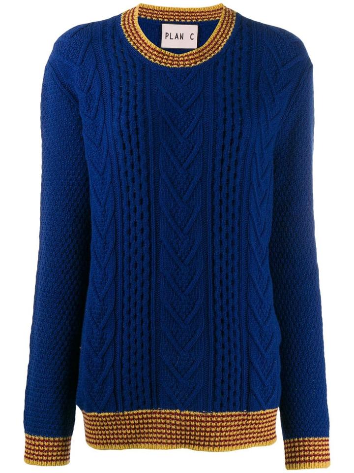 Plan C Cable Knit Jumper - Blue