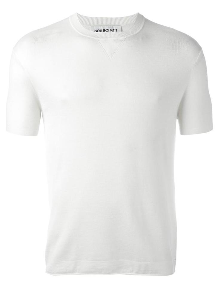 Neil Barrett Short Sleeve Jumper, Men's, Size: Large, White, Wool/cashmere/silk