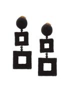 Oscar De La Renta Double Square Clip-on Earrings - Black