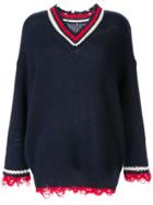 R13 Cashmere Distressed Jumper - Blue