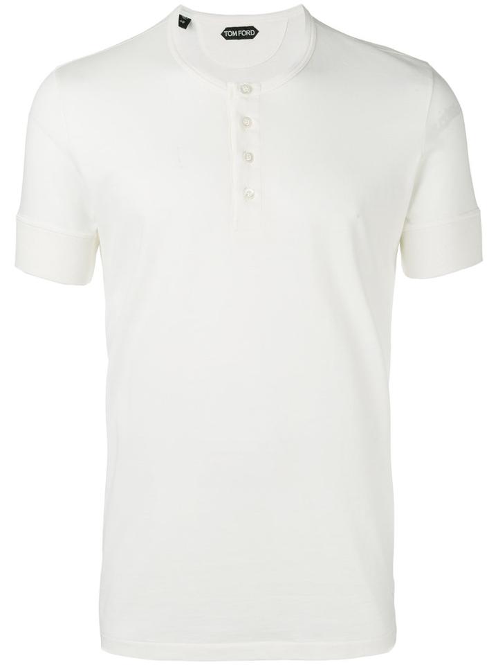 Tom Ford Button Detail T-shirt, Men's, Size: 48, White, Cotton