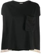 Semicouture Wide Fit Fringed T-shirt - Black