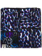 Saint Laurent Chiffon Leopard Print Scarf, Women's, Blue