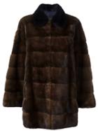 Blancha Buttoned Coat, Women's, Size: 46, Brown, Chamois Leather/mink Fur/viscose