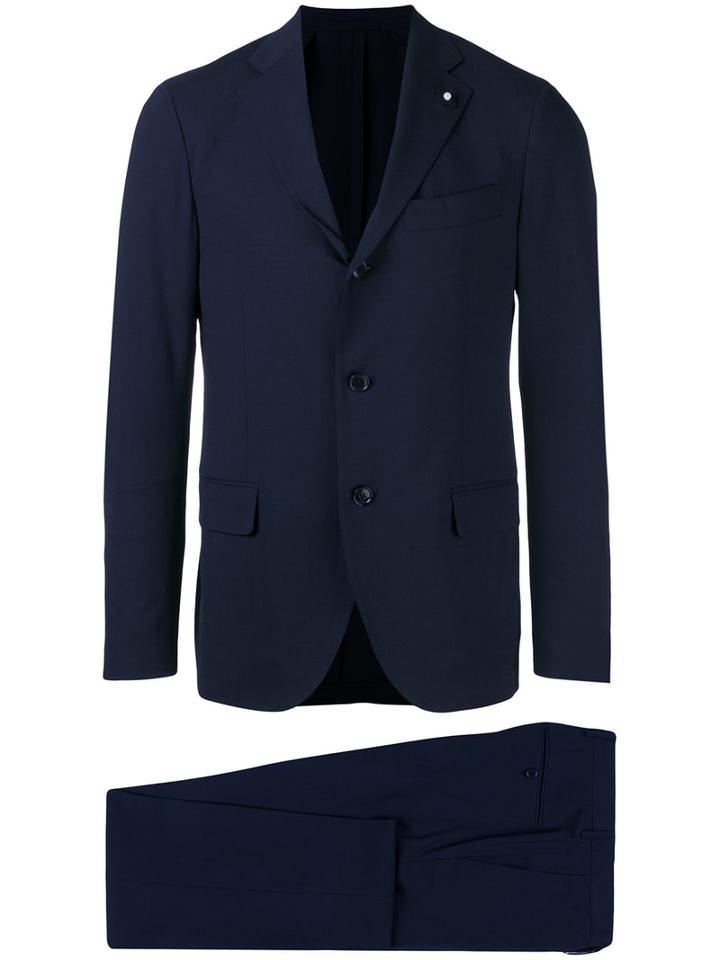 Lardini Two Piece Suit, Men's, Size: 54, Blue, Cotton/polyamide/spandex/elastane/wool