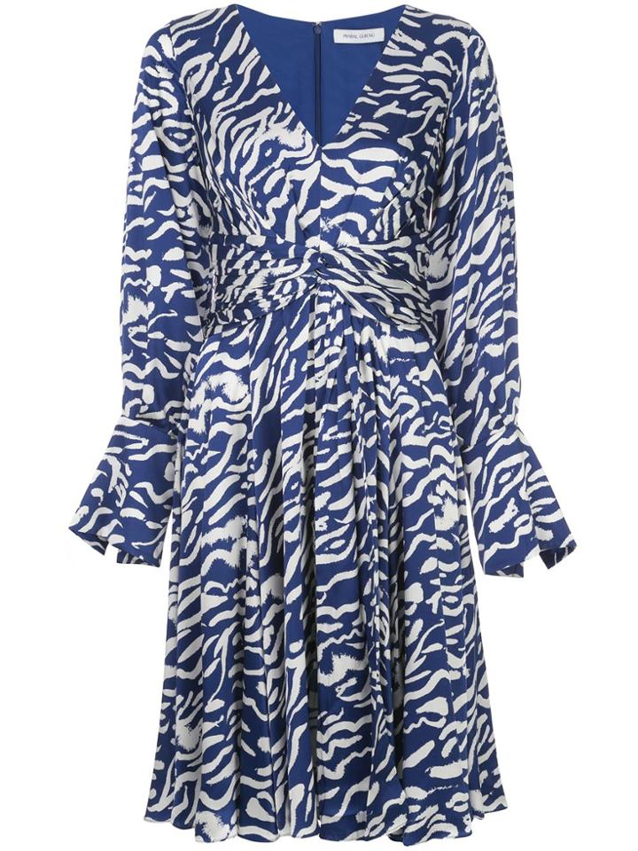 Prabal Gurung Flared Silk Dress - Blue