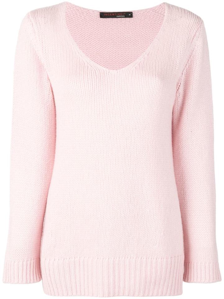 Incentive! Cashmere Scoop Neck Knitted Jumper - Pink