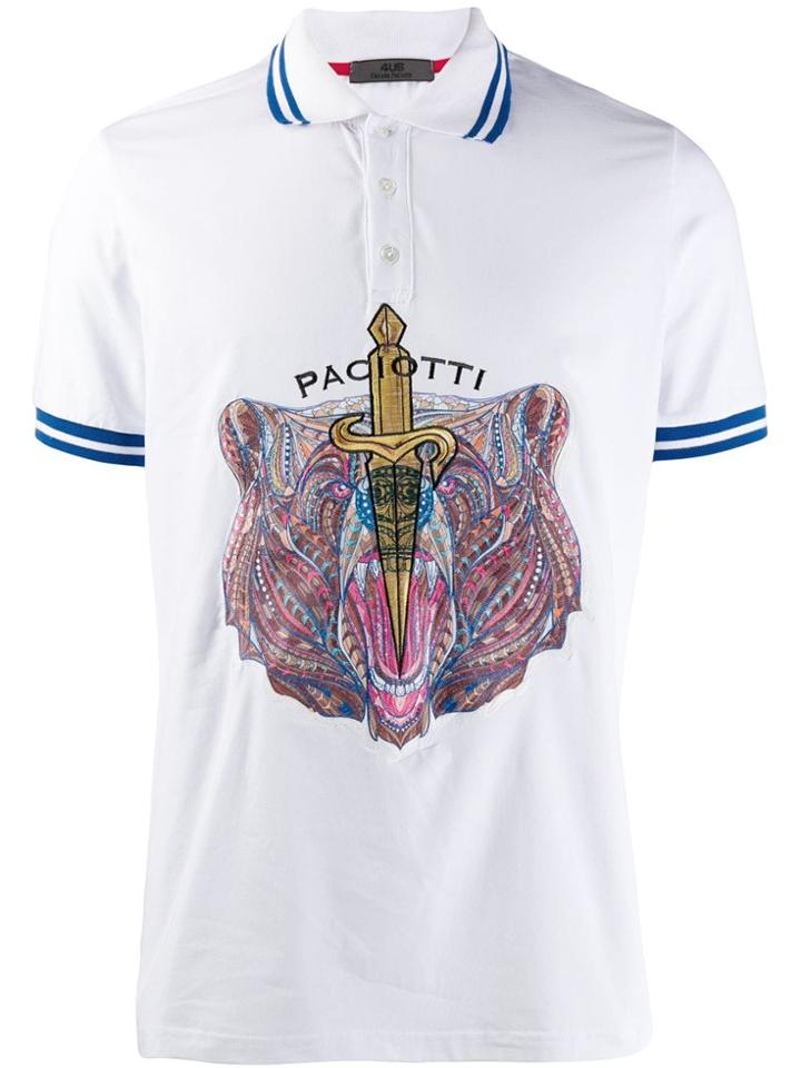 Cesare Paciotti Graphic Polo Shirt - White