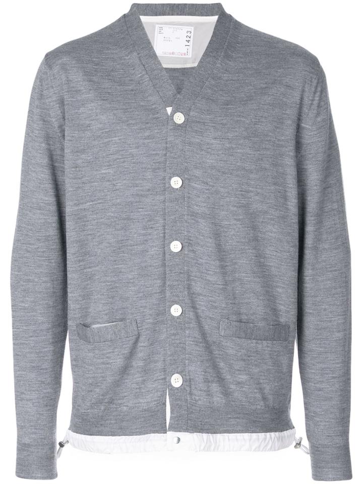 Sacai V-neck Cardigan - Grey