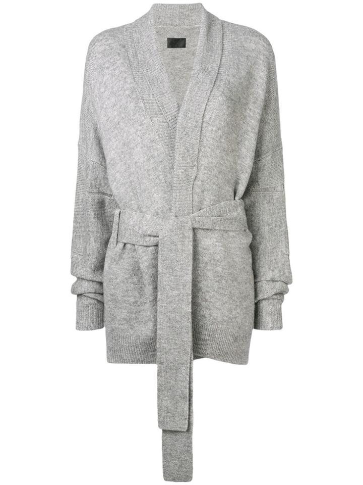 Rta Belted Mid-length Cardigan - Grey
