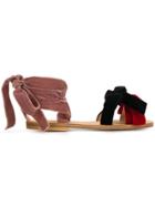 Gia Couture Bow-detailed Ankle-tie Sandals - Multicolour