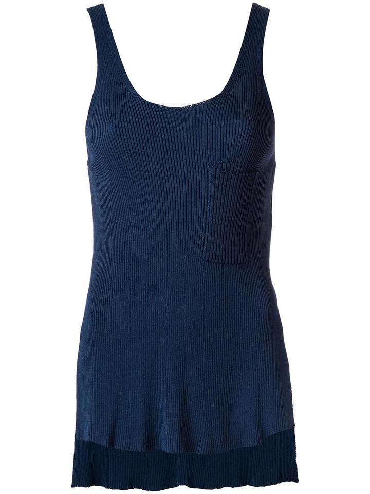 Osklen - Ribbed Tank Top - Women - Polyamide - G, Blue, Polyamide