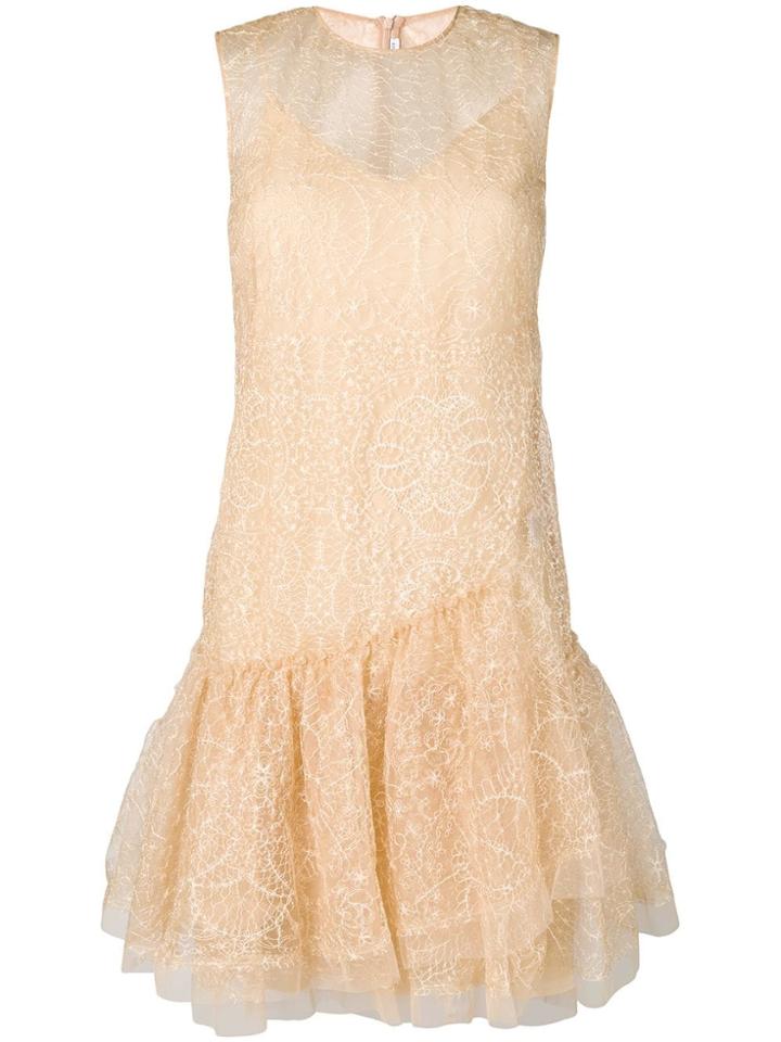 Ermanno Scervino Embroidered Mini Dress - Neutrals
