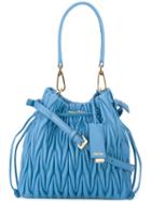 Miu Miu Matelassé Bucket Shoulder Bag, Women's, Blue, Calf Leather