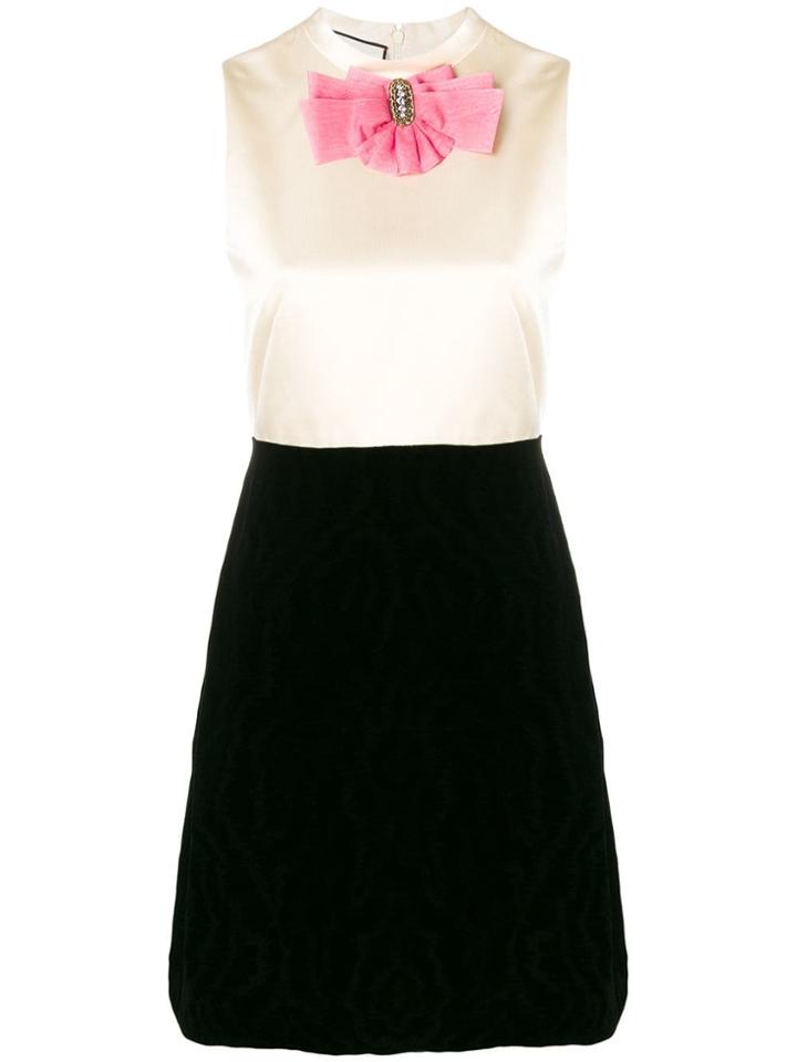 Gucci Bow Detail Panelled Dress - Black
