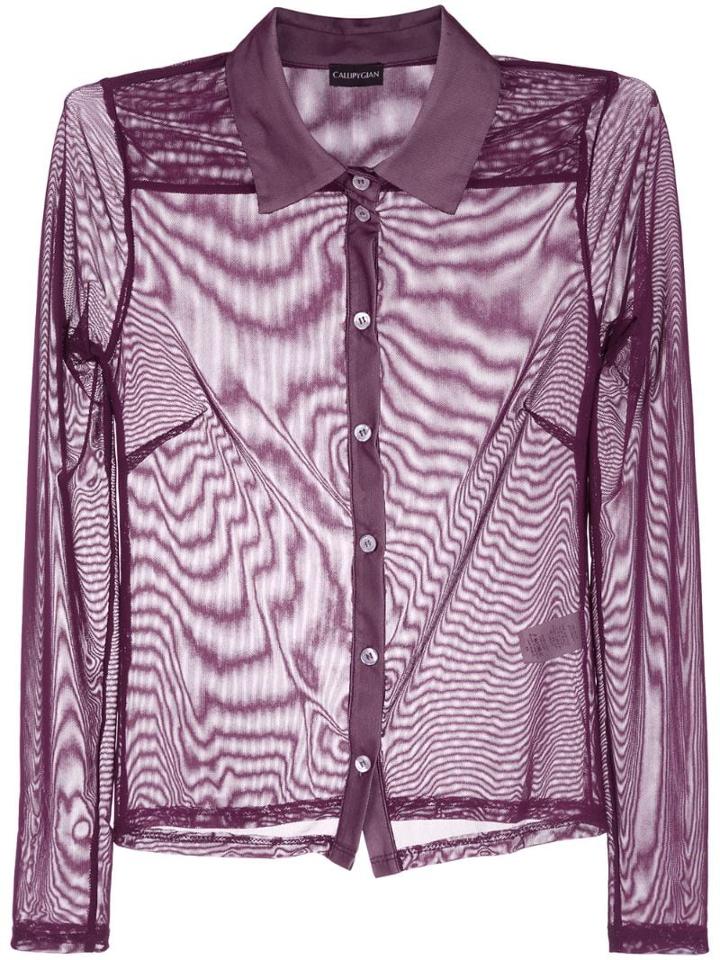 Callipygian Slim-fit Sheer Shirt - Purple