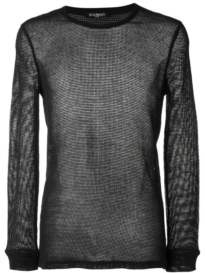 Balmain Sheer Sweater, Men's, Size: Xl, Black, Cotton/linen/flax