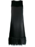 Mm6 Maison Margiela Satin Faux-fur Trim Dress - Black