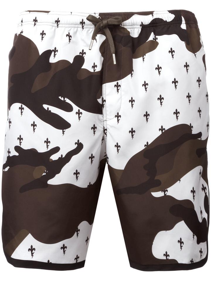 Neil Barrett - Fleur De Thunder Swim Shorts - Men - Polyester - S, Green, Polyester