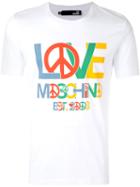 Love Moschino - Peace Logo T-shirt - Men - Cotton/spandex/elastane - M, White, Cotton/spandex/elastane