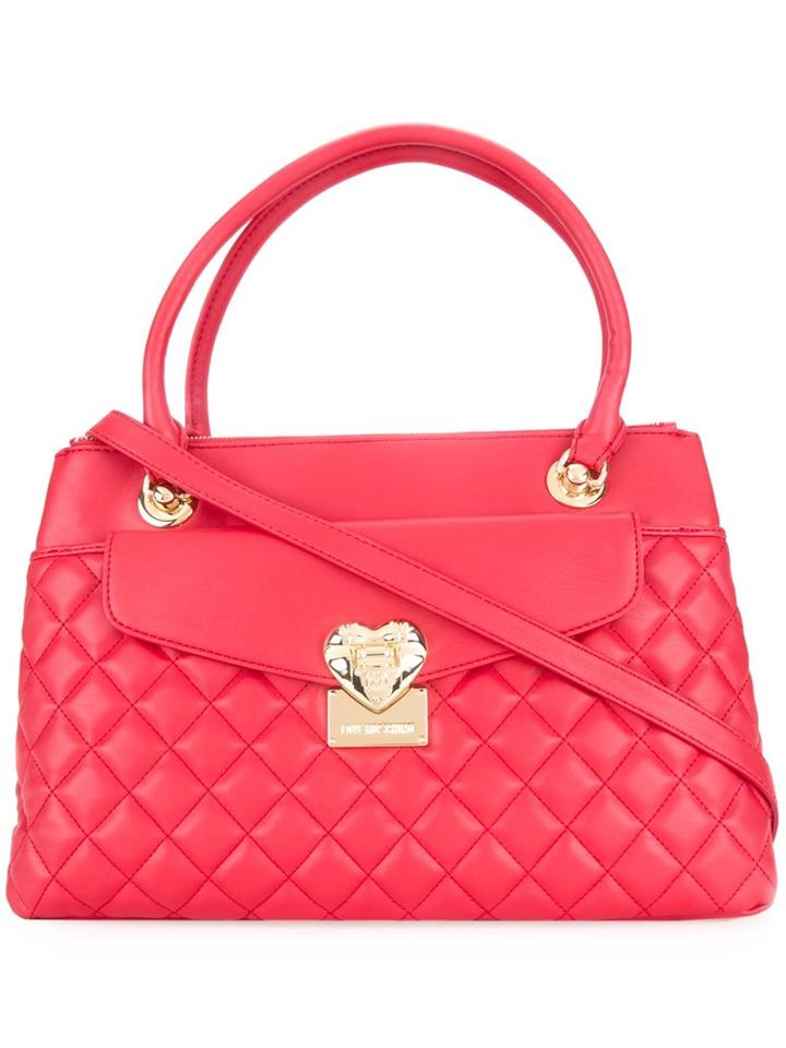 Love Moschino Quilted Tote, Women's, Red, Polyurethane