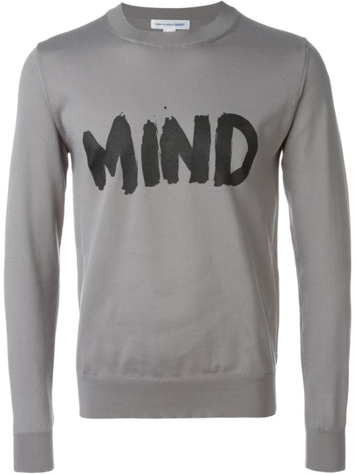 Comme Des Garçons Shirt Mind Print Sweatshirt, Men's, Size: S, Grey, Polyester