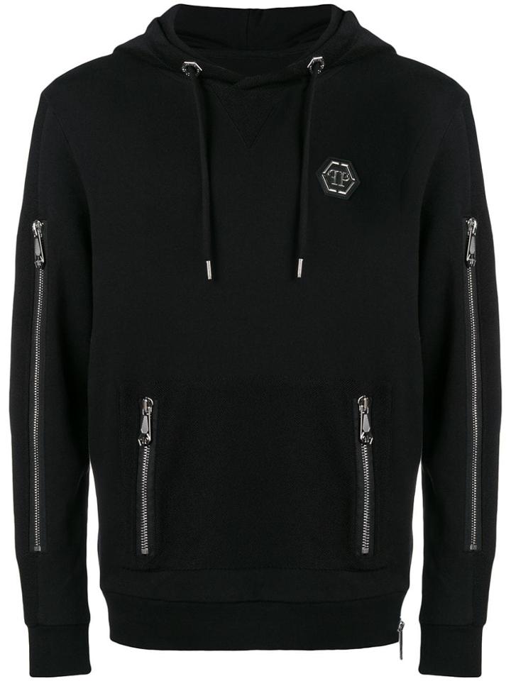 Philipp Plein Zip Detailed Hoodie - Black