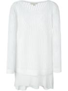 Michael Michael Kors Crochet Ribbed Long Fit Jumper, Women's, Size: Small, White, Linen/flax/cotton/silk