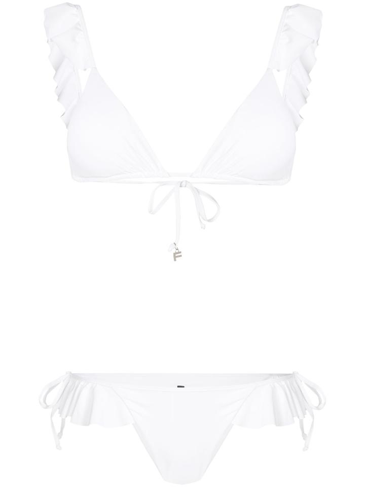 Fisico Ruffled Style Bikini - White