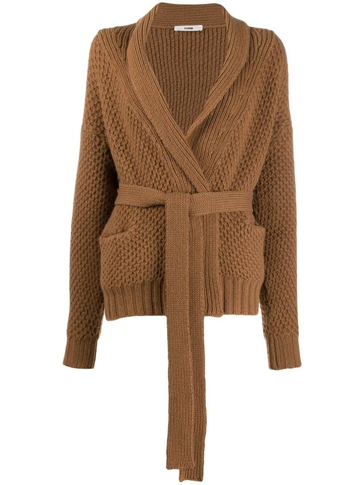 Roberto Collina Belted Long-sleeve Cardigan - Brown
