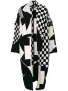 Stella Mccartney - Check Volume Knitted Coat - Women - Virgin Wool - M, Black, Virgin Wool